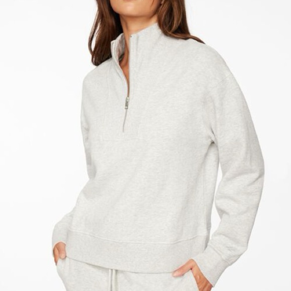 DYNAMITE | Heather Grey Half-Zip Sweatshirt